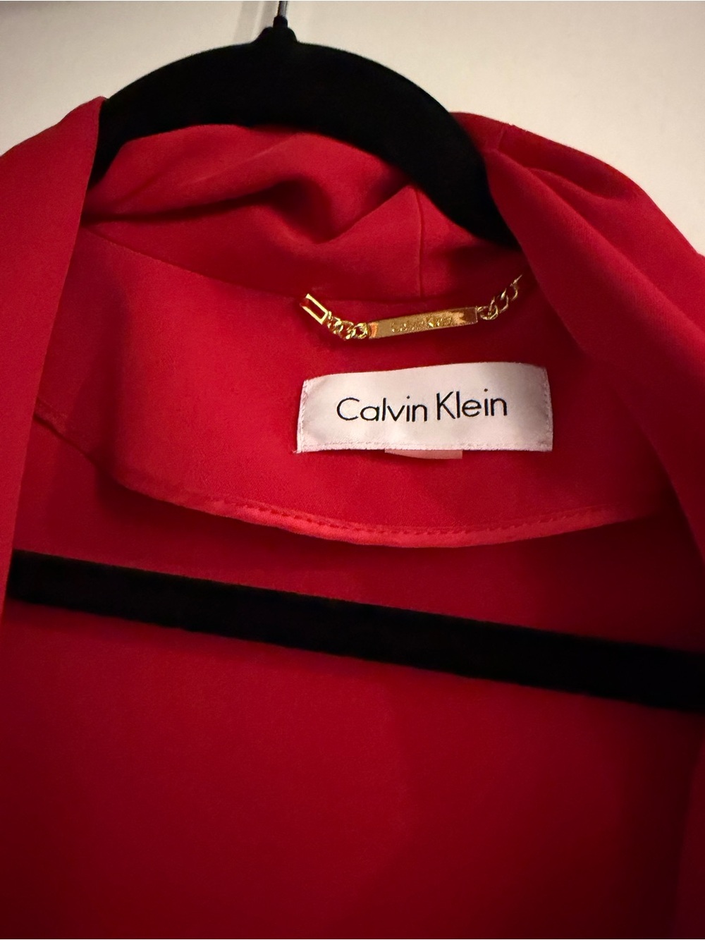 Calvin Klein Vibrant Red Open-Front Women's Blazer - Picture 2 of 3